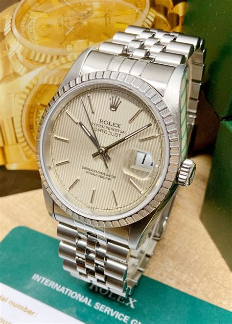 rolex 16220 white gold hands|Rolex 16220 black dial.